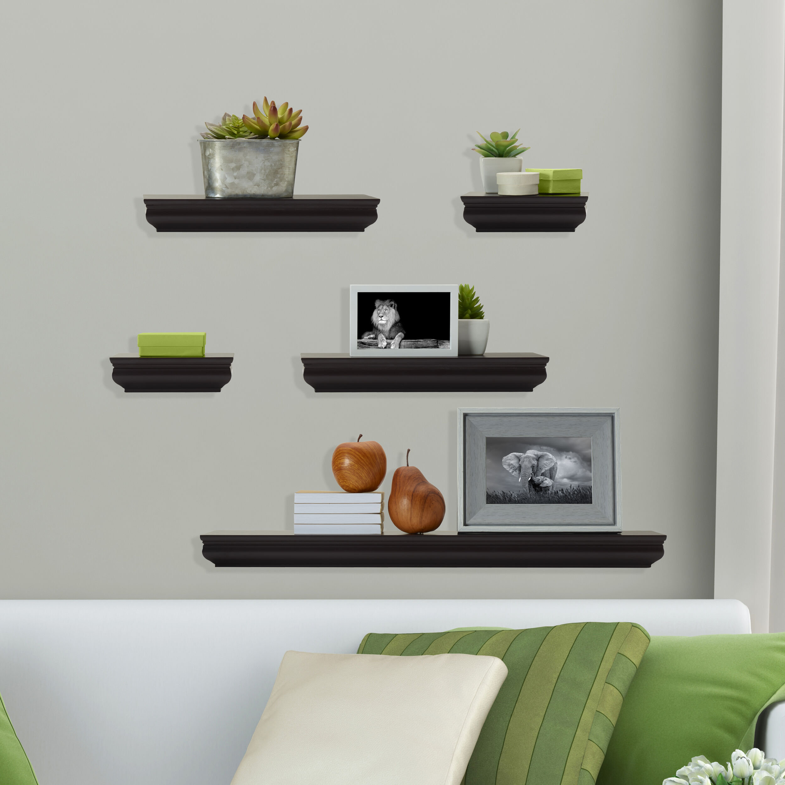 Espresso floating shelves sales